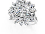 Silver Cushion Cut Diamond Floral Double Halo Engagement Ring with Prong Setting_8