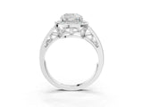 Silver Cushion Cut Diamond Halo Ring with Split Shank and Bezel Accents and Prong Setting_16