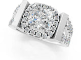 Silver Cushion Cut Diamond Halo Split Shank Prong Set Ring_32