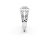 Silver Cushion Cut Diamond Halo Split Shank Prong Set Ring_33