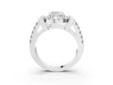 Silver Cushion Cut Diamond Halo Split Shank Prong Set Ring_34