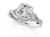 Silver Cushion Cut Diamond  Halo Twist Band Solitaire Prong Setting Ring_27