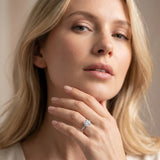 Silver Cushion Cut Diamond Pavé Band Solitaire Ring with Prong Setting_407