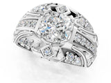 Silver Cushion Cut Diamond Pave Art Deco Split Shank Ring with Four-Prong Setting_14