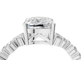 Silver Cushion Cut Diamond Scattered Round Accent Ring with Prong Setting_10
