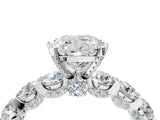 Silver Cushion Cut Diamond Side Stone Engagement Ring with Four-Prong Setting_4