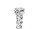 Silver Cushion Cut Diamond Side Stone Engagement Ring with Four-Prong Setting_5