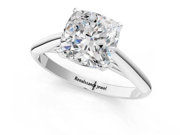 Sterling Silver Cushion Cut Solitaire Cathedral Engagement Ring Setting with Arched Shoulders