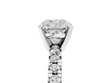 Silver Cushion Cut Diamond Solitaire Pavé Engagement Ring with Round Band and Prong Setting_6