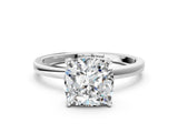 Silver Cushion Cut Diamond Solitaire Ring with Classic Band and Four-Prong Setting_7