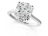 Silver Cushion Cut Diamond Solitaire Ring with Flower Prong Setting and Classic Band_18
