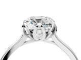 Silver Cushion Cut Diamond Solitaire Ring with Flower Prong Setting and Classic Band_21