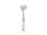Silver Cushion Cut Diamond Solitaire Ring with Pavé Band and Prong Setting_30