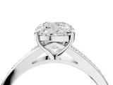 Silver Cushion Cut Diamond Solitaire Ring with Pavé Band and Prong Setting_32
