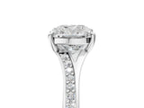 Silver Cushion Cut Diamond Solitaire Ring with Pavé Band and Prong Setting_33
