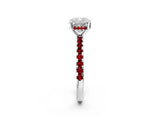 Silver Cushion Cut Diamond Solitaire Ring with Round with Ruby side stone Pavé Band and Four-Prong Setting_14