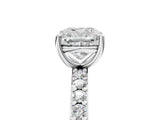 Silver Cushion Cut Diamond Solitaire with Pave Band and Four-Prong Setting 5