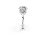 Silver Cushion Cut Diamond Three-Stone Halo Ring with Prong Setting and Pavé Accents_15
