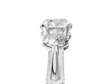 Silver Cushion Cut Diamond Three-Stone Ring with Prong Setting and Pavé Band_60