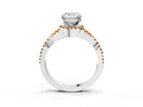 Silver Cushion Cut Diamond with Citrine side stone Halo Twist Band Solitaire Prong Setting Ring_3