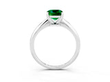 Silver Cushion Cut Emerald Solitaire Engagement Ring with Classic Band and Four-Prong Setting_15