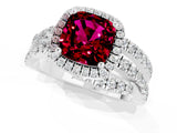 Silver Cushion Cut Garnet Halo Ring with Round Split Shank and Prong Setting_67