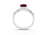 Silver Cushion Cut Garnet Scattered Round Accent Ring with Prong Setting_69