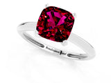 Silver Cushion Cut Garnet Solitaire Engagement Ring with Classic Band and Four-Prong Setting_13