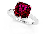 Silver Cushion Cut Garnet Solitaire Ring with Flower Prong Setting and Classic Band_1