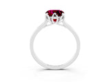 Silver Cushion Cut Garnet Solitaire Ring with Flower Prong Setting and Classic Band_3