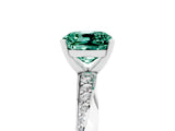 Silver Cushion Cut Green Sapphire Engagement Ring with Side Stone Accents and Four-Prong Setting_17