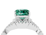 Silver Cushion Cut Green Sapphire  Halo Twist Band Solitaire Prong Setting Ring_16