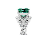 Silver Cushion Cut Green Sapphire  Halo Twist Band Solitaire Prong Setting Ring_17