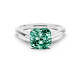 Silver Cushion Cut Green Sapphire Solitaire Engagement Ring with Cathedral Setting and Four-Prong Mount_12