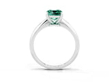 Silver Cushion Cut Green Sapphire Solitaire Engagement Ring with Classic Band and Four-Prong Setting_15