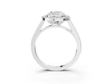 Silver Cushion Cut Halo Bezel Diamond Pave Band Ring_16