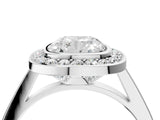 Silver Cushion Cut Halo Bezel Diamond Pave Band Ring_17