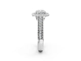 Silver Cushion Cut Halo Diamond Ring with Beaded Split Shank and Four-Prong Setting_15