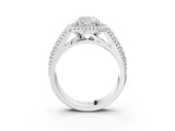 Silver Cushion Cut Halo Diamond Ring with Beaded Split Shank and Four-Prong Setting_16