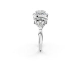 Silver Cushion Cut Halo Diamond Split Shank Engagement Ring with Four-Prong Setting_15