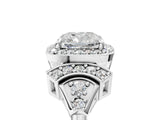 Silver Cushion Cut Halo Diamond Split Shank Engagement Ring with Four-Prong Setting_18