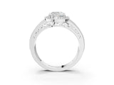 Silver Cushion Cut Halo Diamond Split Shank Ring with Prong Setting_10