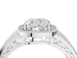 Silver Cushion Cut Halo Diamond Split Shank Ring with Prong Setting_11