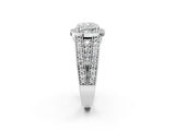 Silver Cushion Cut Halo Diamond Split Shank Ring with Prong Setting_9