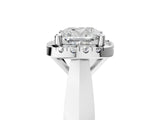 Silver Cushion Cut Halo Solitaire Engagement Ring with Square Band and Four-Prong Setting_29