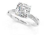 Silver Cushion Cut Moissanite Engagement Ring with Side Stone Accents and Four-Prong Setting_13