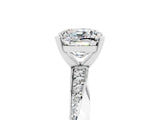 Silver Cushion Cut Moissanite Engagement Ring with Side Stone Accents and Four-Prong Setting_17