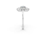 Silver Cushion Cut Moissanite Floral Double Halo Engagement Ring with Prong Setting_152