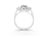 Silver Cushion Cut Moissanite Floral Double Halo Engagement Ring with Prong Setting_153