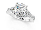 Silver Cushion Cut Moissanite  Halo Twist Band Solitaire Prong Setting Ring_13